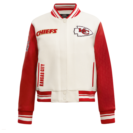 NFL Kansas City Chiefs Retro Classic Women Rib Wool Varsity Jacket RED