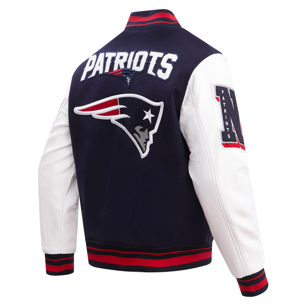 NFL New England Patriots Mashup Men's Rib Wool Varsity Jacket