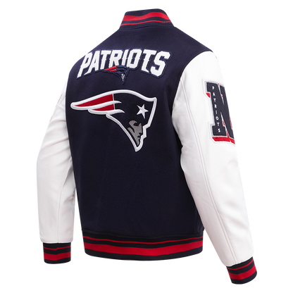 NFL New England Patriots Mashup Men's Rib Wool Varsity Jacket