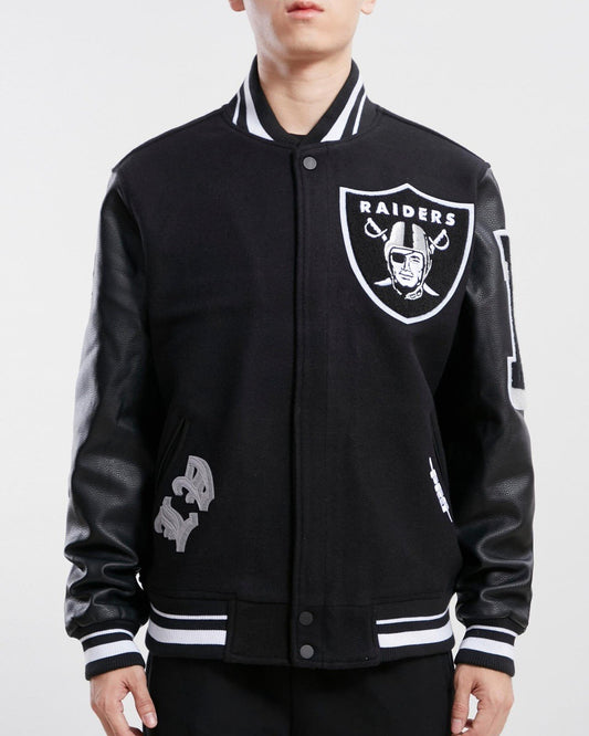 NFL Las Vegas Raiders Old English Logo Men's Varsity Jacket (Black)