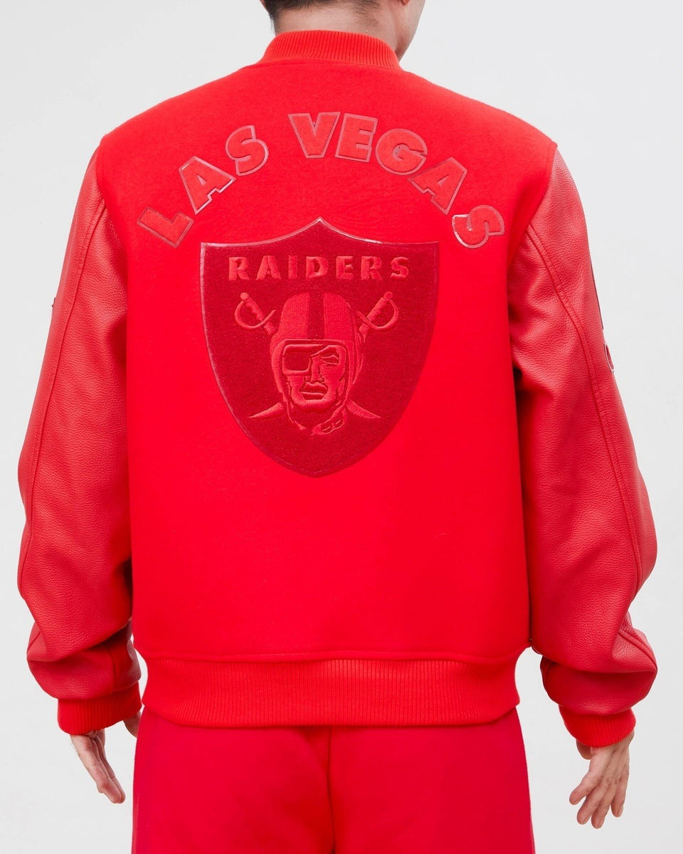 NFL Las Vegas Raiders Triple Red Wool Men Varsity Jacket