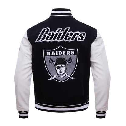 Oakland Raiders NFL jacket in black with wool body.