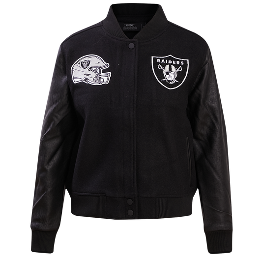 NFL Las Vegas Raiders Classic Wool Women's Varsity Jacket Full Black