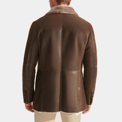 Brown Faux Fur leather Coat for men 