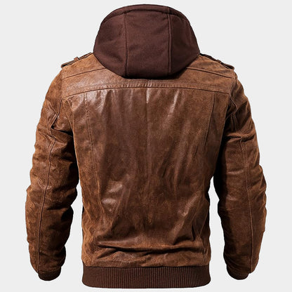 FLavor brown leather jacket coweep.