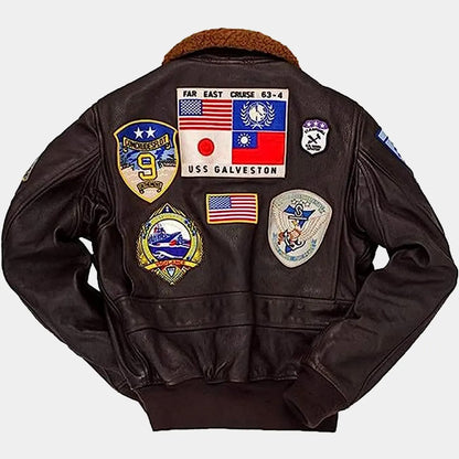 TOP GUN Men’s Jet Fighter Bomber Navy Air Force Pilot Leather Jacket