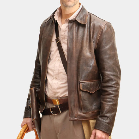 Indiana Jones Harrison Ford Classic Vintage Leather Jacket Men