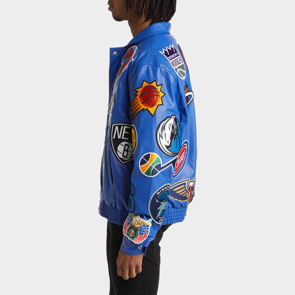 JEFF HAMILTON NBA blue Vegan Leather jacket