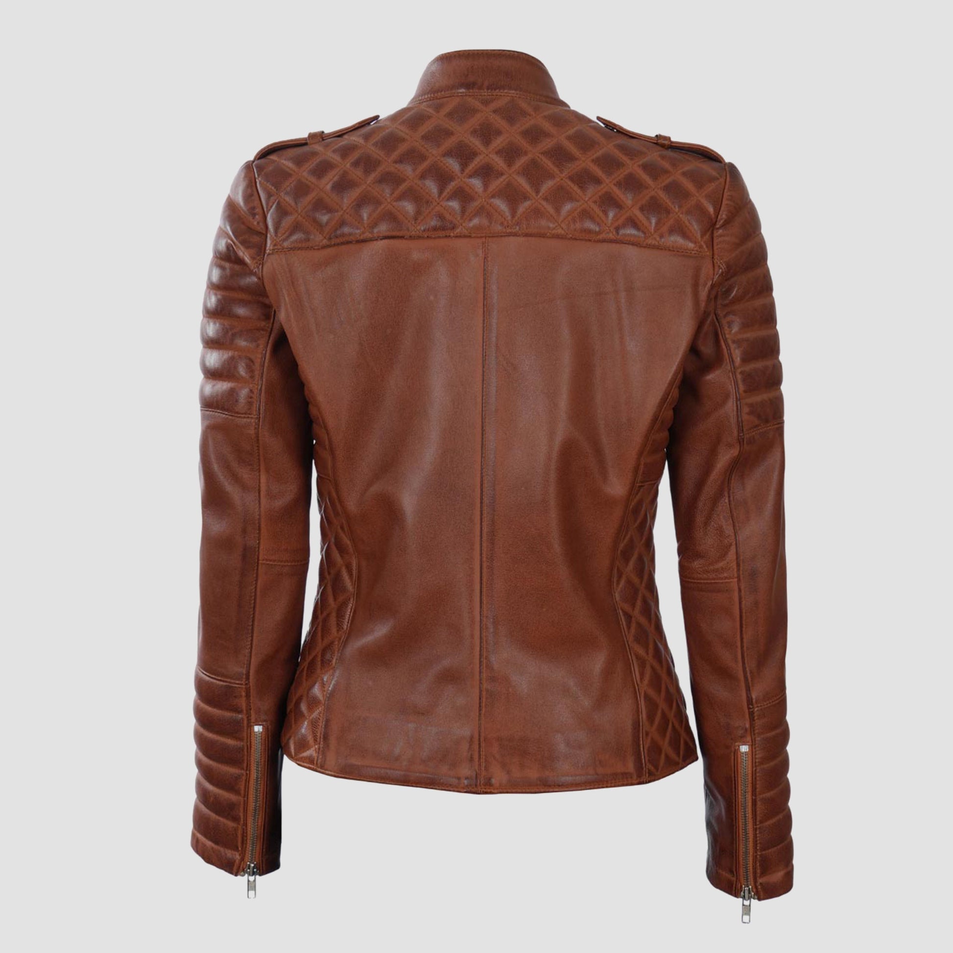 Women Brown Leather Biker Jacket