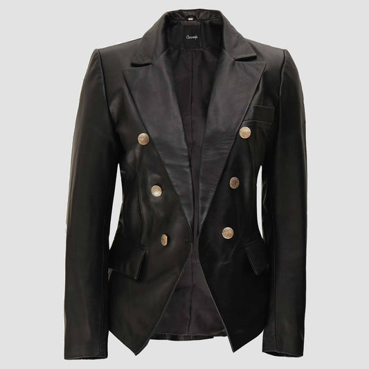 Kim Womens Black Leather Coat