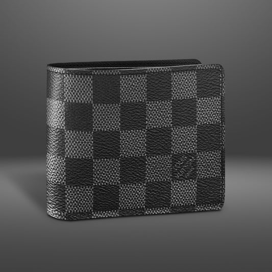 Louis Vuitton Men's Black Leather Wallet Damier Graphite Multiple Wallet
