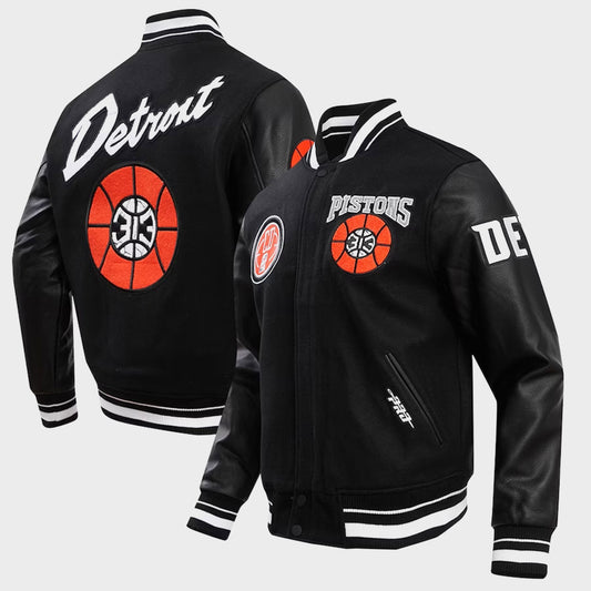 Detroit Pistons Black 2023/24 City Edition Full-Zip Varsity Jacket