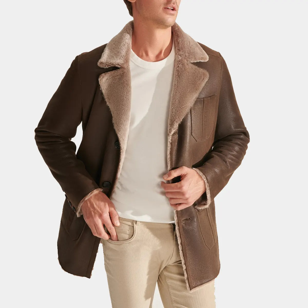 Shearling leather Coat for men 