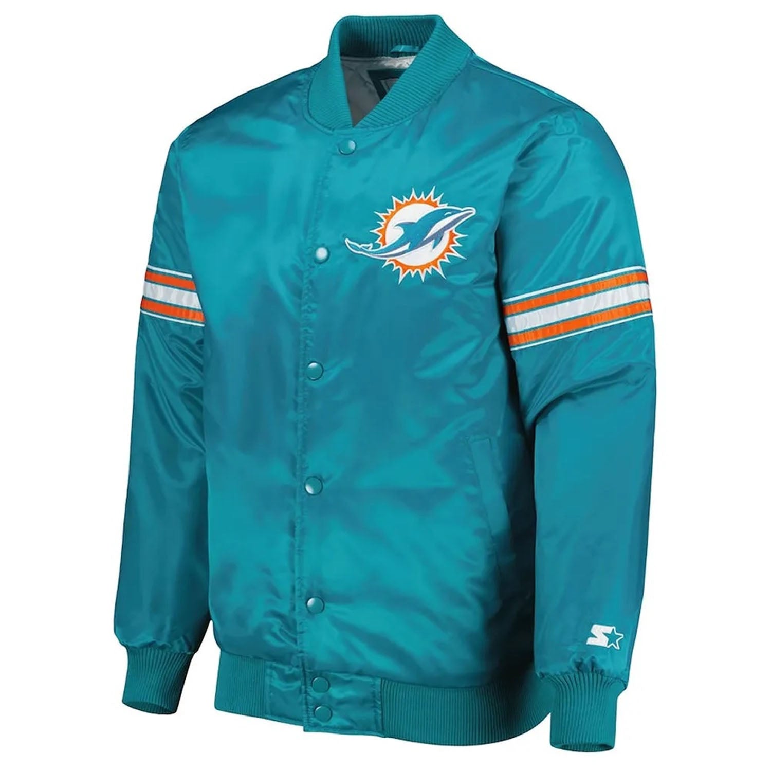 Men's Aqua Miami Dolphins Pick and Roll Satin Jacket