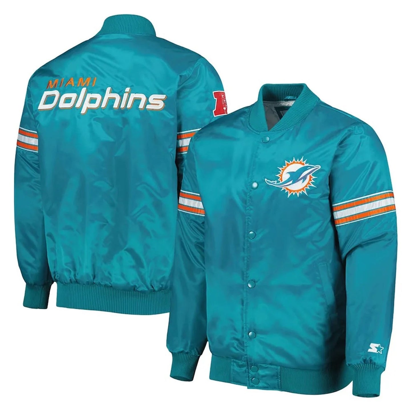 Men's Aqua Miami Dolphins Pick and Roll Satin Jacket