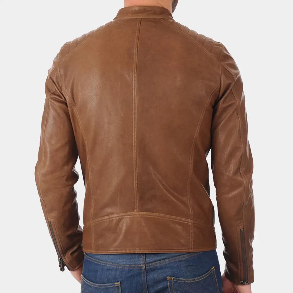 Brown Motorcycle leather jacket men.