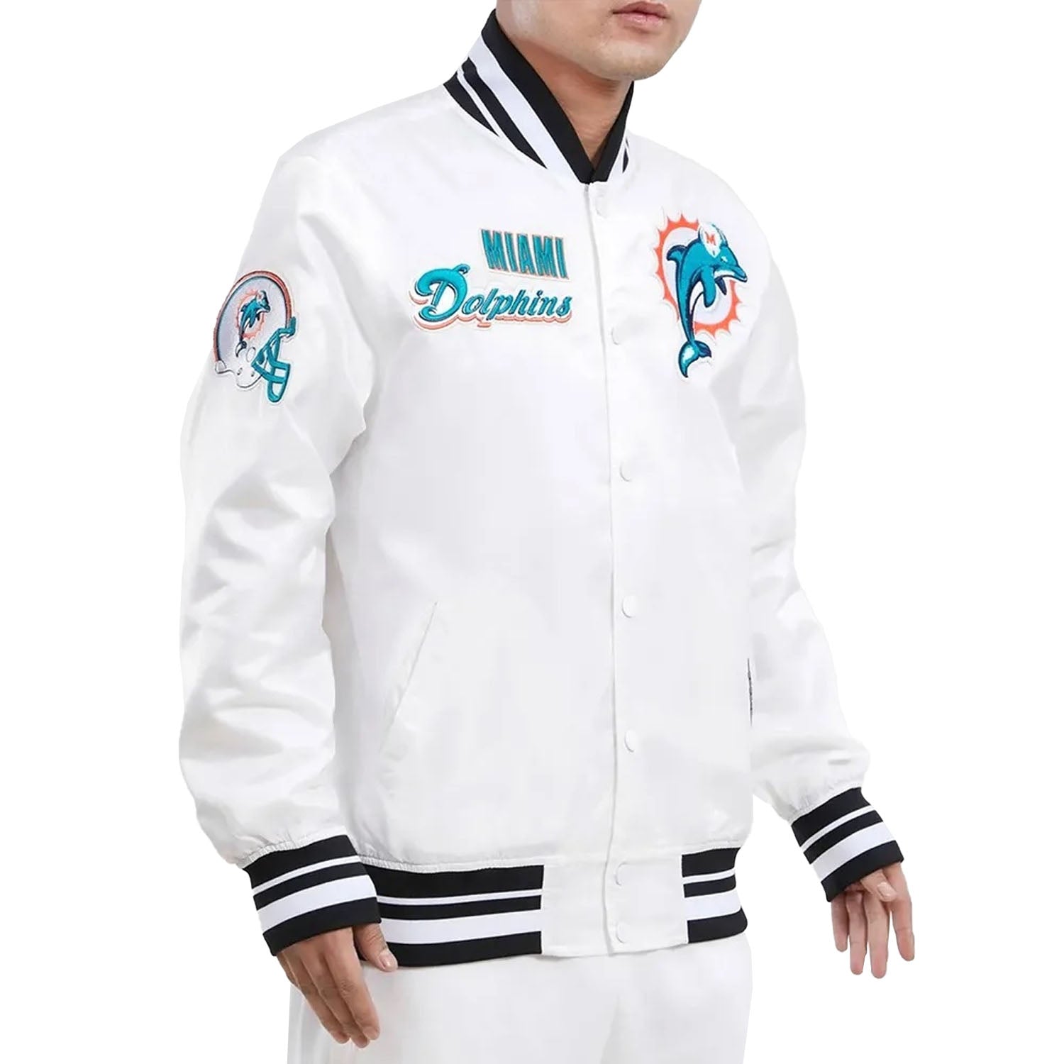 Men’s Miami Dolphins Retro Classic Rib Satin Jacket