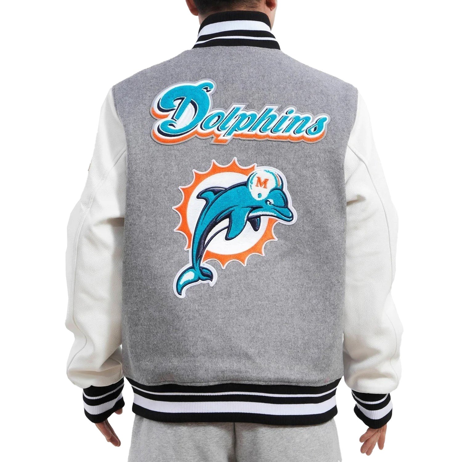 Men's Miami Dolphins Retro Classic Rib Wool Varsity Jacket