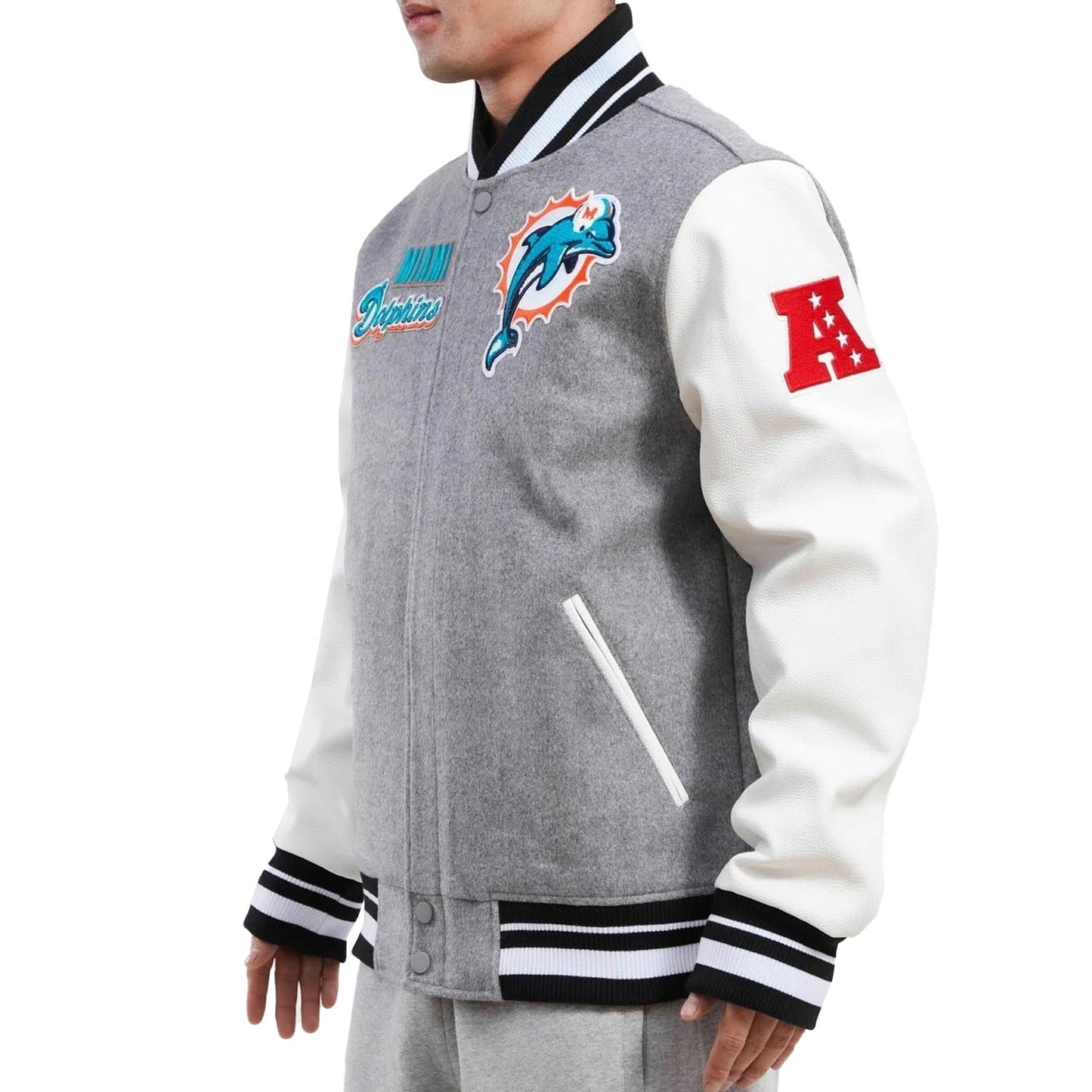 Men's Miami Dolphins Retro Classic Rib Wool Varsity Jacket