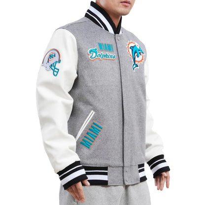 Men's Miami Dolphins Retro Classic Rib Wool Varsity Jacket