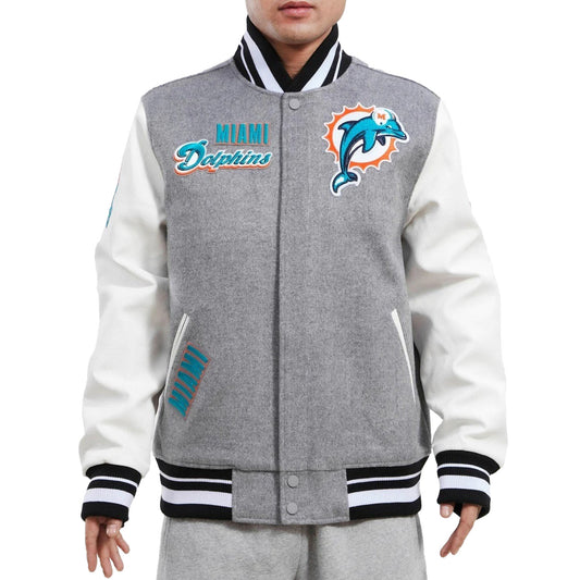 Men's Miami Dolphins Retro Classic Rib Wool Varsity Jacket