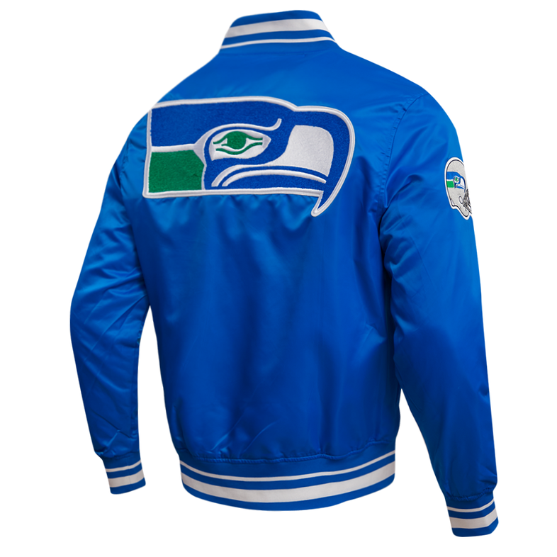 Men’s Seattle Seahawks Retro Blue Satin Jacket