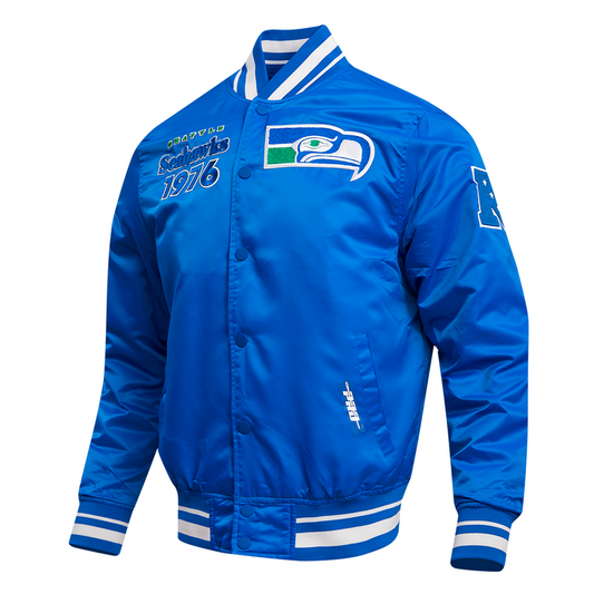 Men’s Seattle Seahawks Retro Blue Satin Jacket