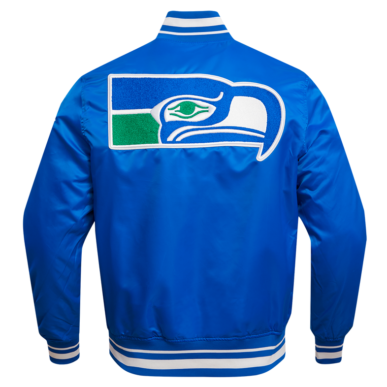 Men’s Seattle Seahawks Retro Blue Satin Jacket