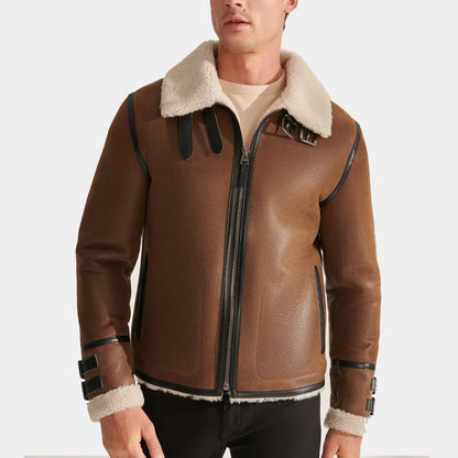 Men's Real RAF Aviator B3 Bomber Fur Shearling Jacket