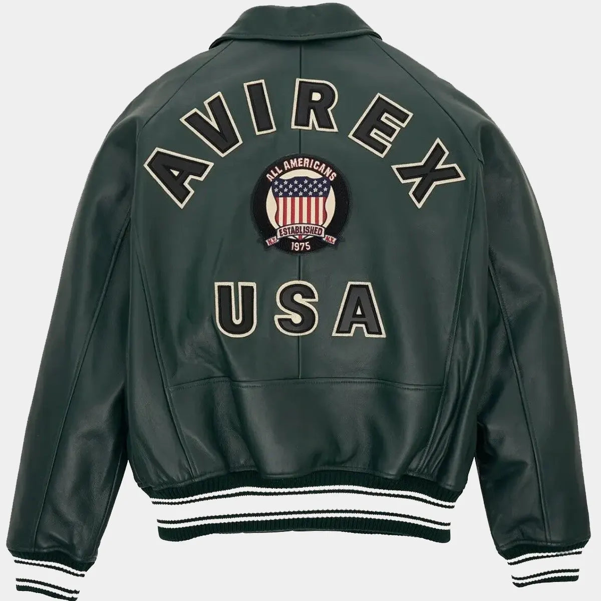 Mens Avirex Green Real Bomber AmericanFlightJacket