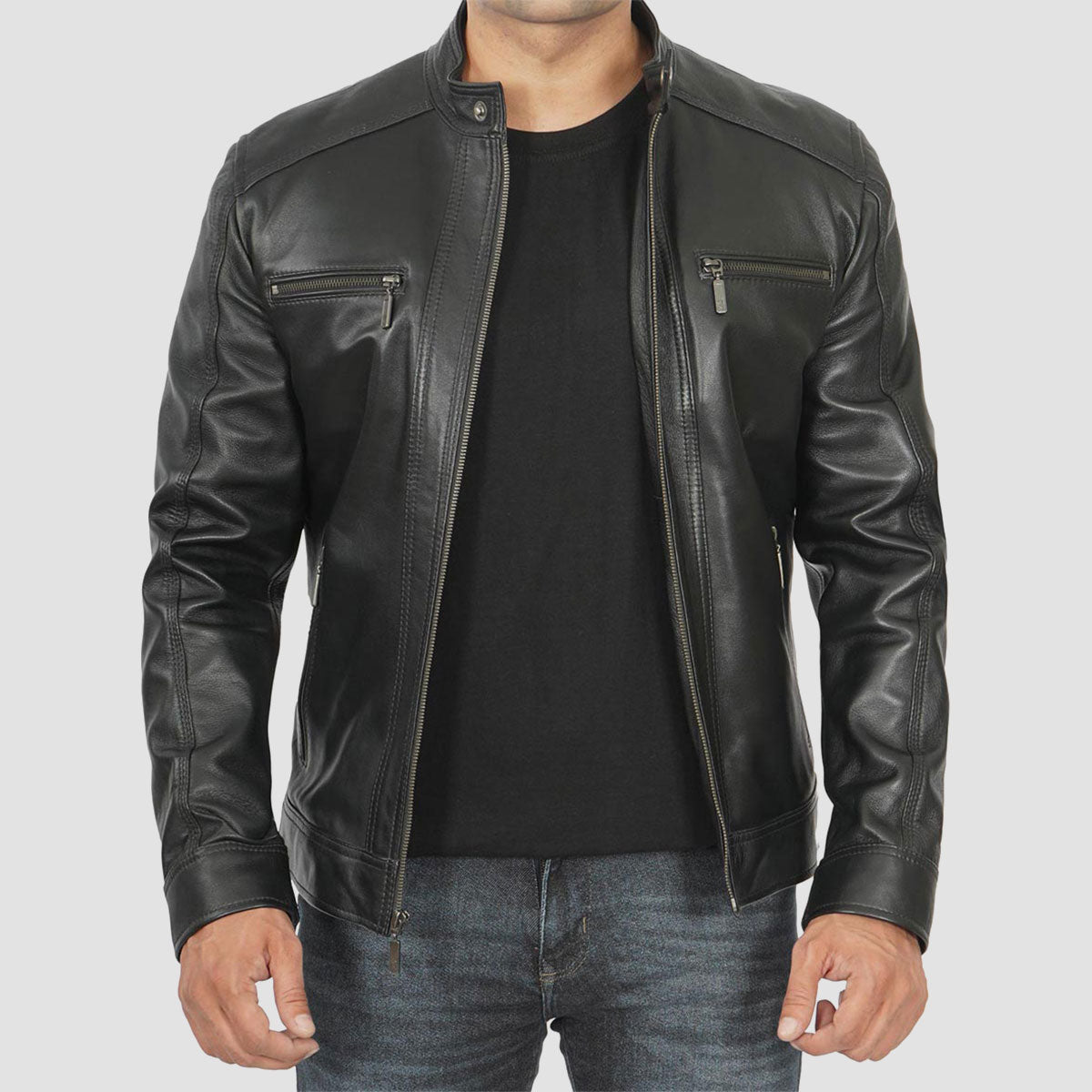 Biker leather jacket men