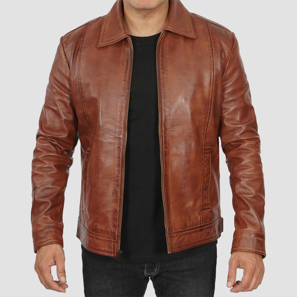 Ravees leather jacket for men brown Genuine leather jacket 