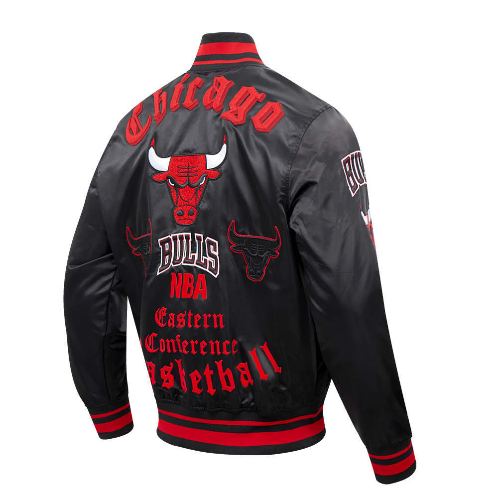 Mens Chicago Bulls Old English Satin Jacket