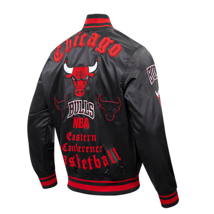 Mens Chicago Bulls Old English Satin Jacket