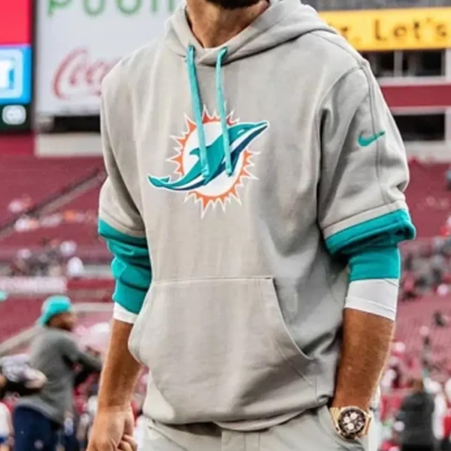 Miami Dolphins Mike McDaniel Gray Hoodie