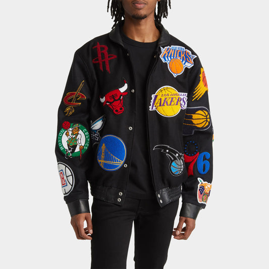 NBA Collage Wool Blend Jacket Black Jeff Hamilton USA