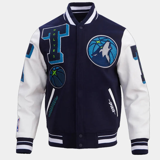 NBA Minnesota Timber Wolves Mashup Rib Wool Varsity Jacket