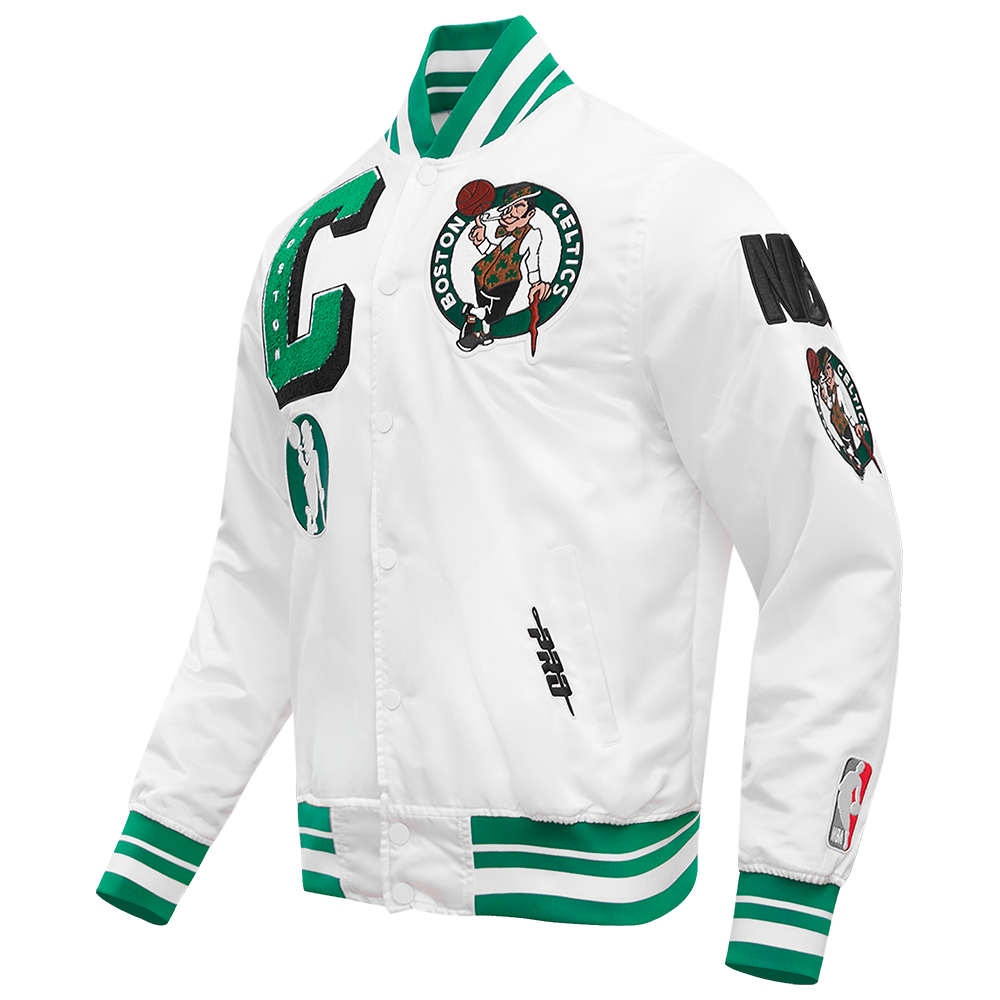 NBA Boston Celtics White Mashup Satin Jacket