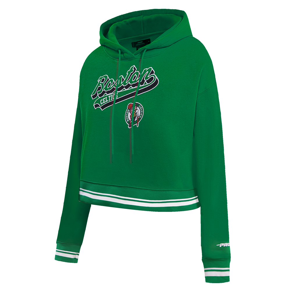 NBA Womens Boston Celtics Script tail Cropped Hoodie