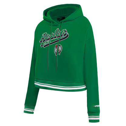 NBA Womens Boston Celtics Script tail Cropped Hoodie