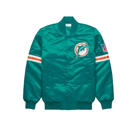 NFL Men’s Miami Dolphins  Button Down Satin Jacket