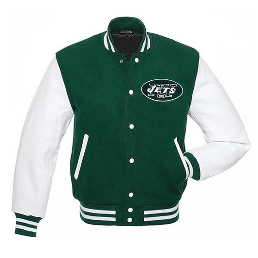 Men’s New York Jets Green and White Varsity Jacket