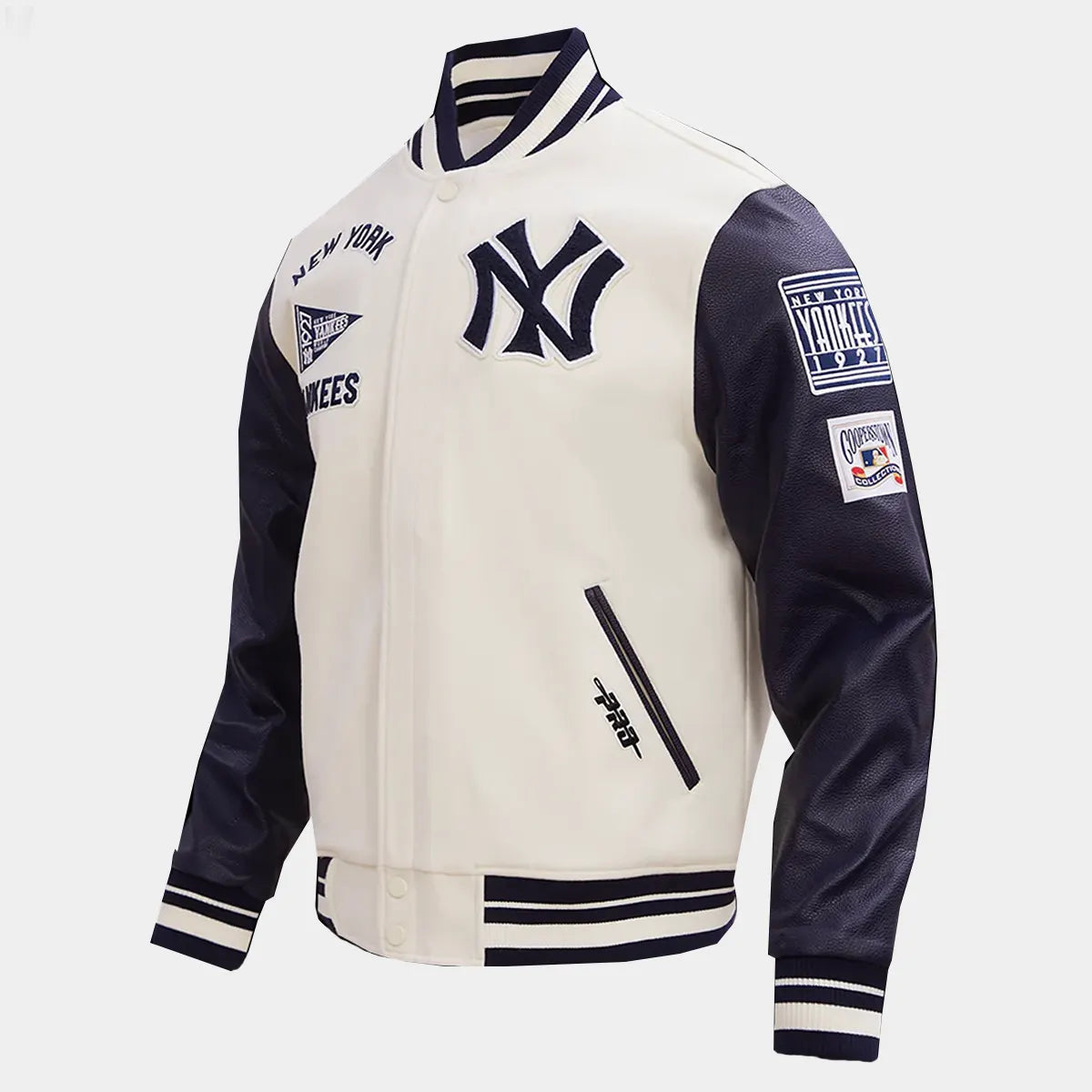 NY Yankees Retro Classic White Black Wool Varsity Jacket