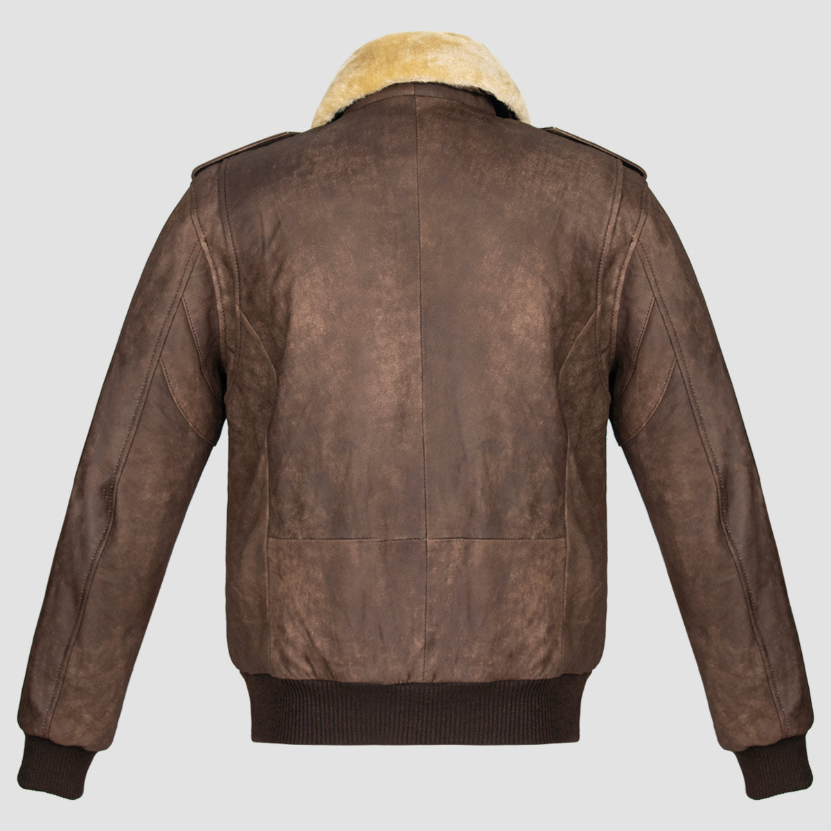 Pierson Brown Leather Jacket with removeable collar
