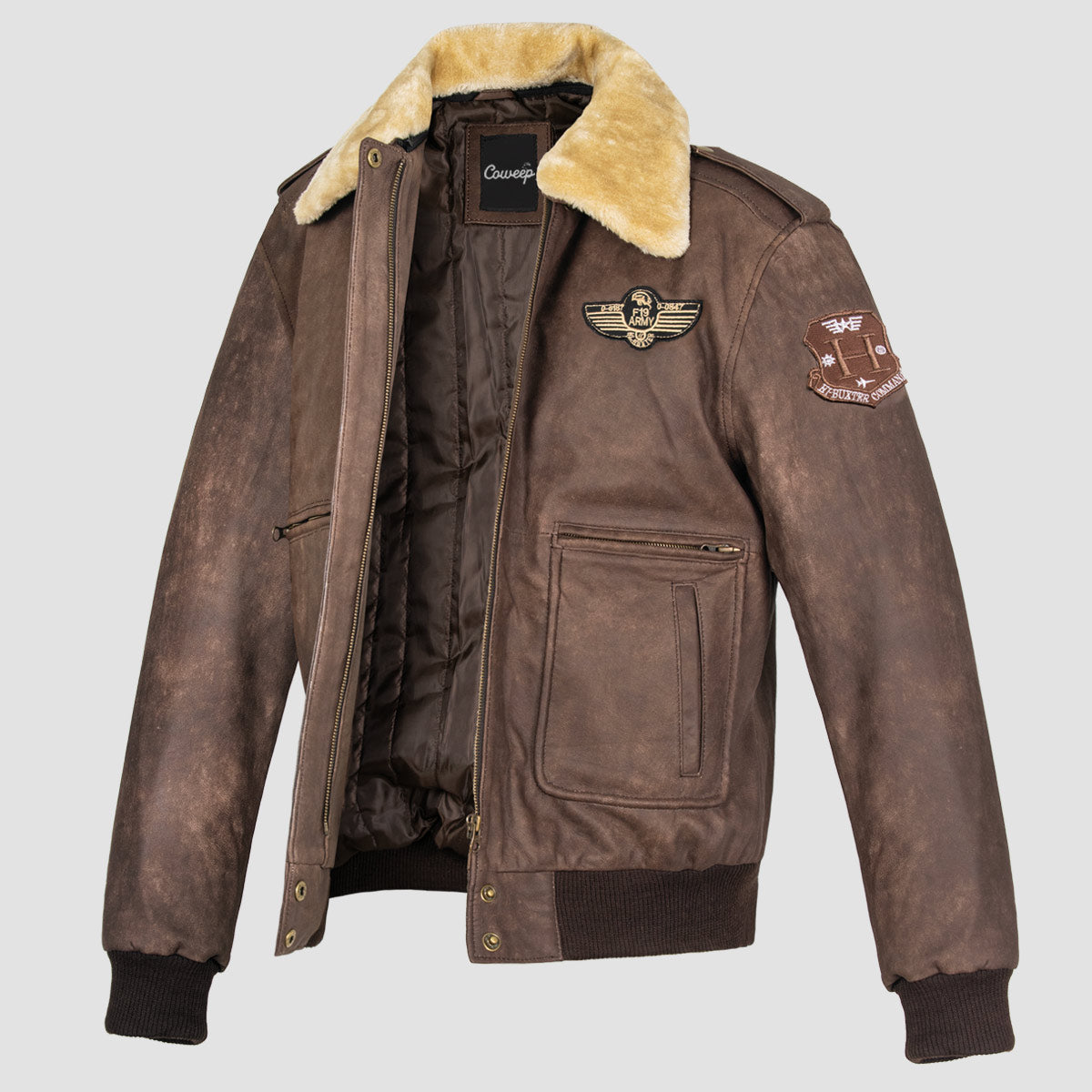 Bomber Jacket with Removable Fur Collar Aviator
