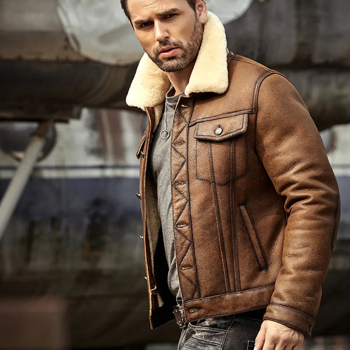 Real Sheepskin B3 Aviator Leather Jacket