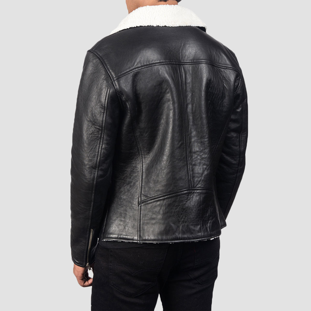 Faux Fur leather black jacket for men. 