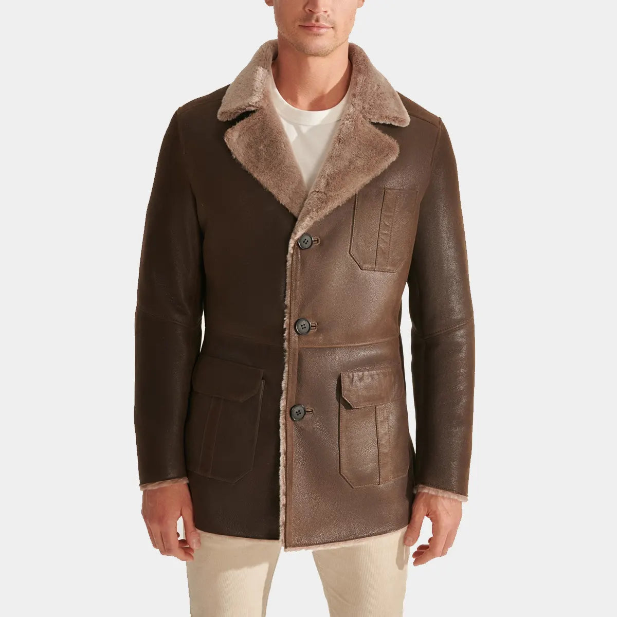 Faux Fur leather Coat for men 