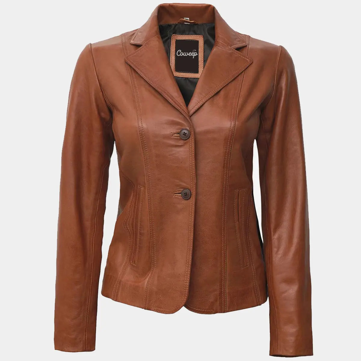 Surrey Brown Leather Coat Womens