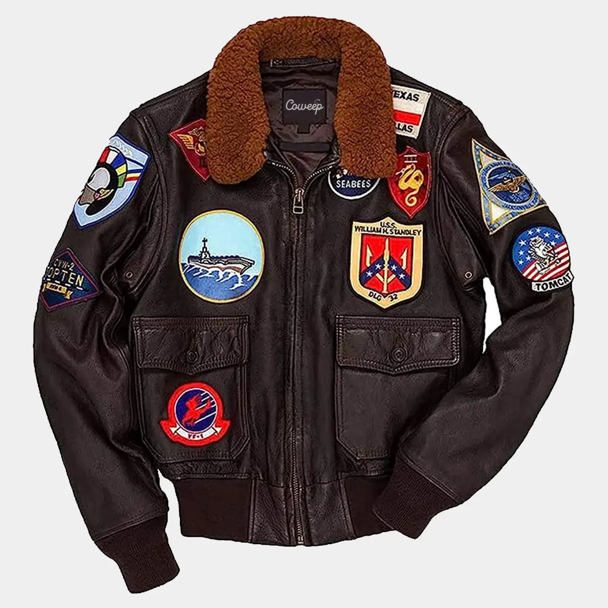 TOP GUN Tom Cruise Jet Fighter Bomber Navy Air Force Pilot Leather Jacket